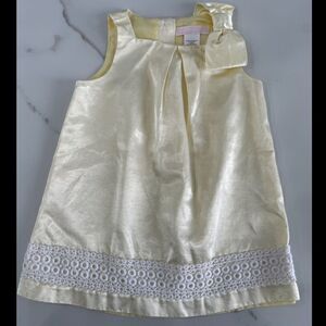 Janie and Jack Embroidered Satin Dress in Pale Yellow Size 12/18 Months